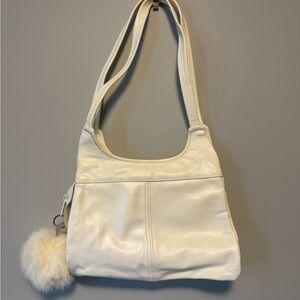 Brixton White Leather Shoulder Bag with Slouchy Design